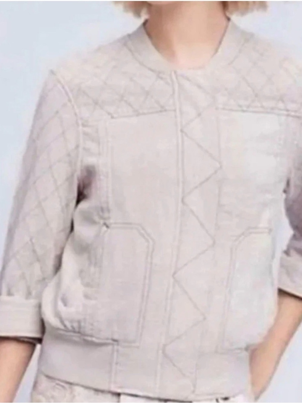Anthropologie HeiHei sz med distressed itinerary quilted bomber jacket